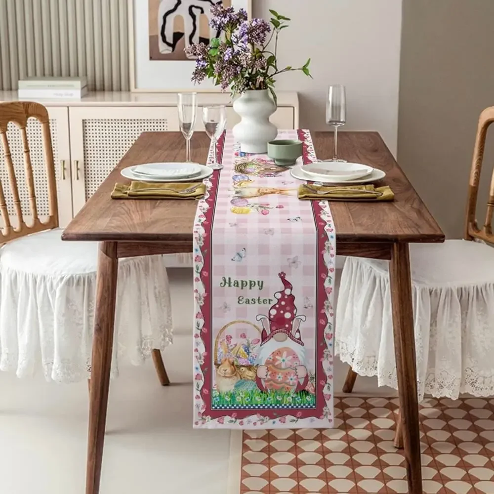 Easter Table Runner-Burlap Linen-Heat Resistant 13x72Inch